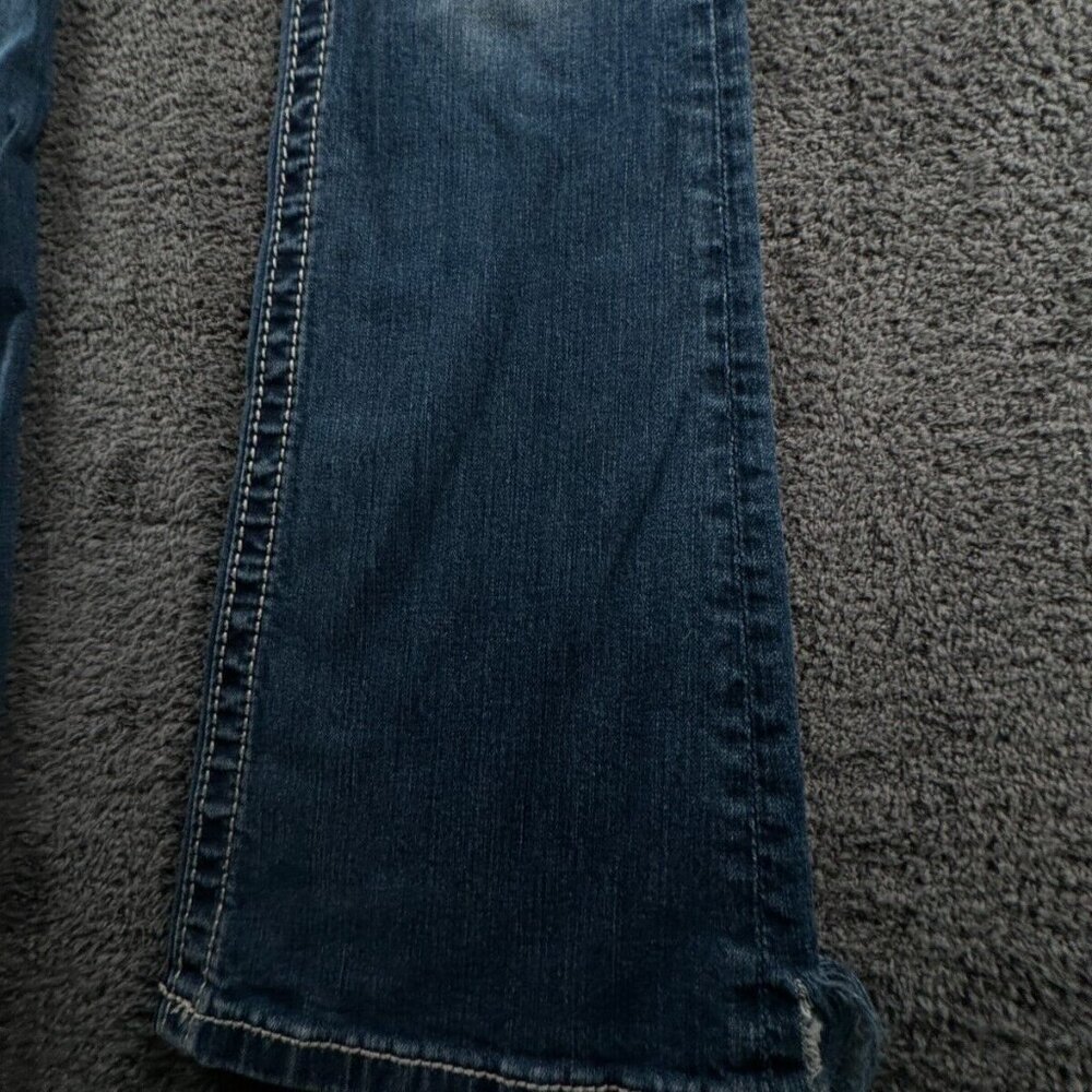 Miss Me Signature Rise Boot Cut Blue Denim Jeans Back Flap Pockets Women 26 - Picture 6 of 16
